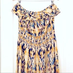 New strapless rayon ikat maxi dress 2X